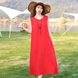 New Fashion Casual Style 2026 Summer Dresses For Women V-neck Cotton Robe Femme Vintage A-line Solid Dress Women Clothing