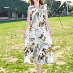 New Fashion Casual Style 2026 Summer Dresses For Women V-neck Cotton Robe Femme Vintage A-line Solid Dress Women Clothing