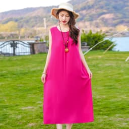 New Fashion Casual Style 2026 Summer Dresses For Women V-neck Cotton Robe Femme Vintage A-line Solid Dress Women Clothing