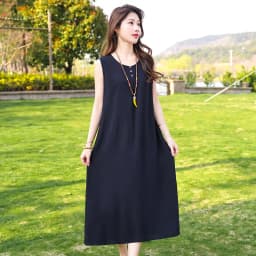 New Fashion Casual Style 2026 Summer Dresses For Women V-neck Cotton Robe Femme Vintage A-line Solid Dress Women Clothing