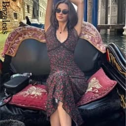 2025 Elegant lace Dress for summer V neckline Women short sleeve Party Dress midi rose Flora print holiday party dresses