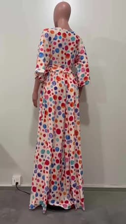 Long Dress Women Dresses A Line Vestidos Y2k Streetwear V Neck Full Sleeve Print Dot Elegant Party Night Work High Waist 2026
