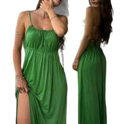 Women Dresses 2026 sweet summer drawstring loose halter dress solid color long dresses women's clothing vestidoes