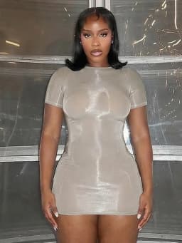 Weird Puss Wild See Through Dress Women Hottie Fashion Short Sleeve Stretch Skinny Coquette Midnight Street Party Club Bodycon