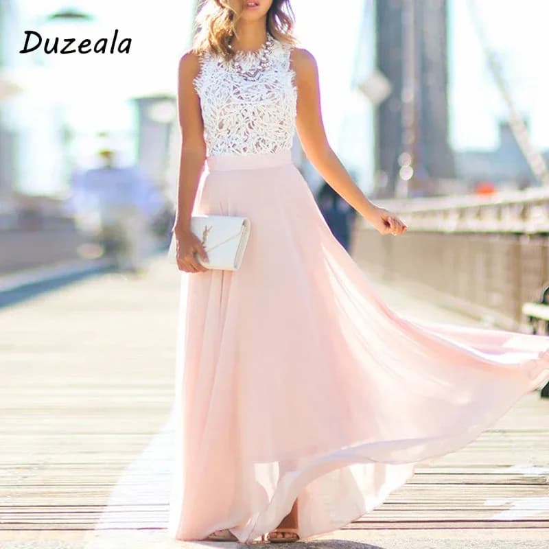 Customizable 2024 New Duzeala Sring Evening Party Hollow Out Beach Dress Womens Boho Sleeveless Maxi Dress Party dresses