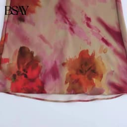 BSAY Women Fashion New Printing Satin Texture Knot Sleeveless O-neck Long Midi Dress French Chic Female Evening Clothing