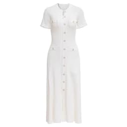 GLCMYAYA Women Single Breasted O-neck Short Sleeve Knit Ribbed Bodycon Midi Dress 2025 Vacation Sexy Party Club Vestidos Dresses