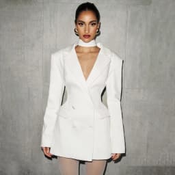 Cryptographic Elegant Fashion Blazer Dress Club Party Long Sleeve Shoulder Pads A-Line V Neck Mini Dresses Fall Winter Clothes