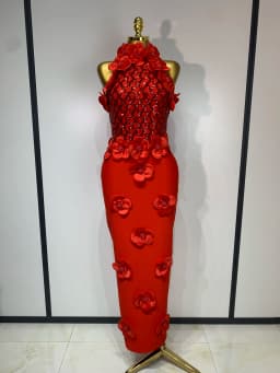 Women Sexy Sleeveless Flower Beading Bodycon Bandage Dresses 2026 Celebrity Elegant Cocktail Luxury Birthfay Evening Party Dress