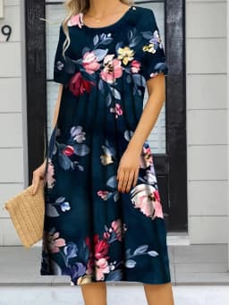 Fashion Elegant Women Dress Loose Casual Dress Women Printed Dress New Temperament