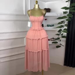 GLCMYAYA Women Strap Sleeveless Ruffles A-line Midi Maxi Long Dress 2025 Summer Beach Holiday Vacation Vestidos Dresses