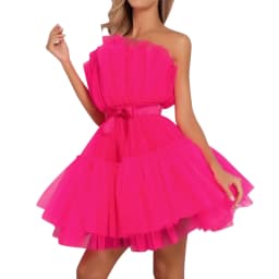 Women Tutu Wrap Dress Mesh Yarn Strapless Mini Dress Elegant Solid Color Wedding Party Dresses Bridesmaid Prom Gown Vestidos