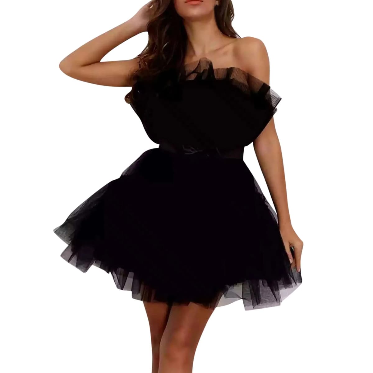 Women Tutu Wrap Dress Mesh Yarn Strapless Mini Dress Elegant Solid Color Wedding Party Dresses Bridesmaid Prom Gown Vestidos