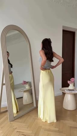 Fashion Yellow Satin Tops Skirt 2 Piece Set Women Lace Up Top High Waist Mermaid Skirt 2025 Summer Sexy New in Matching Suits