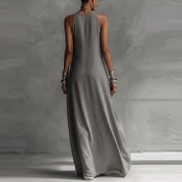 Casual Sleeveless Summer Boho Vacation Maxi Dress Woman Sexy O Neck Contrast Color Long Dress Spring Pocket A-Line Party Dresses