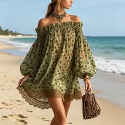 Fashion Women Elegant Polka Dot Party Cocktail Short Dress Off The Shoulder Puff Sleeve Lace Hem Loose Fit Evening Mini Dresses