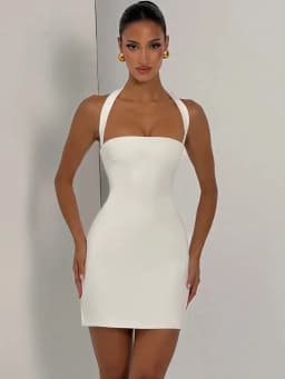 Mozision Halter Backless Sexy Mini Dress Women Elegant Sleeveless Back Lace Up Bodycon Club Party Evening Cocktail Dress 2026