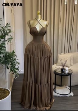 CM.YAYA 2026 Summer Women Strap short sleeve Big Swing Long Maxi Dress Slim Evening Birthday Beach Sexy Vacation Party Dresses