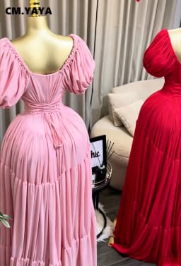 CM.YAYA 2026 Summer Women Strap short sleeve Big Swing Long Maxi Dress Slim Evening Birthday Beach Sexy Vacation Party Dresses