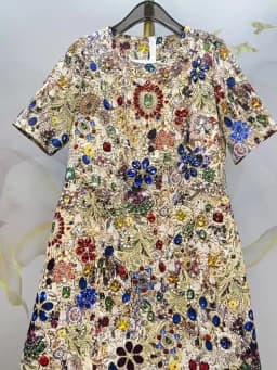 Vintage Luxury A-Line Dress for Women β Shiny Gem Print Beaded Rhinestone Embellished Summer Elegant Party Fashion Outfit