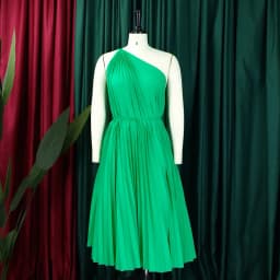 CM.YAYA Women One Shoulder Sleeveless Big Swing Pleated Knee Length Dress 2023 Fashion Street Vestidos Sexy Chic Dresses