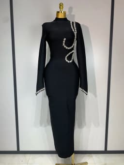 Women Sexy Long Sleeve Diamonds Maxi Long Bodycon Bandage Dress 2025 Celebrity Elegant Evening Party Luxury Birthday Dresses