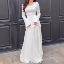 2025 New Fashion Women's Solid Color Casual Trendy A-line Square Neck Long Sleeve Spliced Ankle Length Dresses Female Clothes