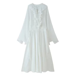 HH Female Beach Style Long Dress White V-Neck Long Sleeves Flounced Edge Lace-Up Decoration Women Summer Fashion Dresses