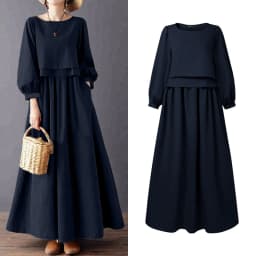 ZANZEA Women Casual Retro Maxi Dresses Boatneck Lantern Sleeve Solid Color Layered A-Line Long Dress Spring Baggy Robes Femme
