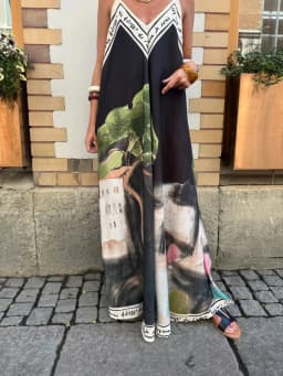 Casual Boho Printed Dress For Women Loose V-neck Suspender A-line Big Hem Long Dress Summer Fashion Vacation Style Dresses