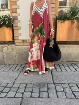 Casual Boho Printed Dress For Women Loose V-neck Suspender A-line Big Hem Long Dress Summer Fashion Vacation Style Dresses