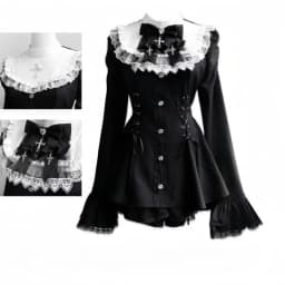 2000s Harajuku Kawaii Lolita Dress Y2k Patchwork Sweet Long Sleeve Short Party Dress Vintage Fake 2 Piece One Piece Dress Korean