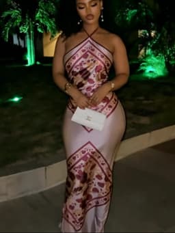 Women's Satin Bandana Print Halter Neck Maxi Dress Backless Bodycon Hot Summer Evening Party Cocktail Club Long Dress