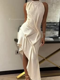 Woman Burgundy Asymmetrical Ruched Mini Dress Elegant Sleeveless Halter Neck Robe Fashion 2026 Lady Summer Evening Party Dresses