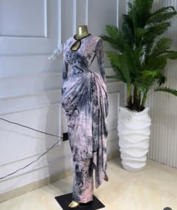 CM.YAYA Women Tie Dye Print Ribbon Ruched Long Sleeve Bodycon Maxi Long Dress 2026 Sexy Birthday Party Vacation Trendy Dresses