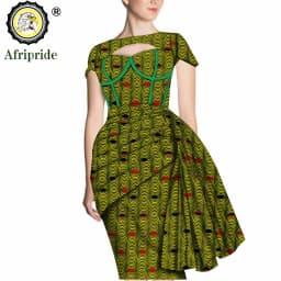 African Print Dresses for Women Short Sleeve Wrap Dashiki Outfits Ankara Attire Midi Party Wedding Evening S2025025