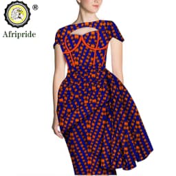 African Print Dresses for Women Short Sleeve Wrap Dashiki Outfits Ankara Attire Midi Party Wedding Evening S2025025