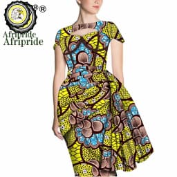 African Print Dresses for Women Short Sleeve Wrap Dashiki Outfits Ankara Attire Midi Party Wedding Evening S2025025