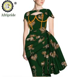 African Print Dresses for Women Short Sleeve Wrap Dashiki Outfits Ankara Attire Midi Party Wedding Evening S2025025