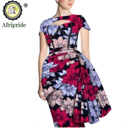 African Print Dresses for Women Short Sleeve Wrap Dashiki Outfits Ankara Attire Midi Party Wedding Evening S2025025