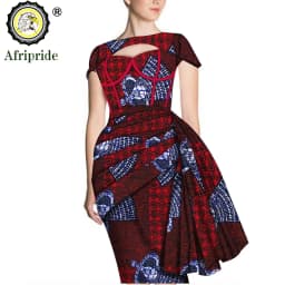African Print Dresses for Women Short Sleeve Wrap Dashiki Outfits Ankara Attire Midi Party Wedding Evening S2025025