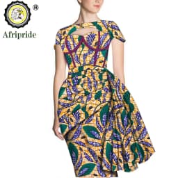 African Print Dresses for Women Short Sleeve Wrap Dashiki Outfits Ankara Attire Midi Party Wedding Evening S2025025