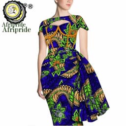 African Print Dresses for Women Short Sleeve Wrap Dashiki Outfits Ankara Attire Midi Party Wedding Evening S2025025
