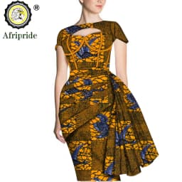 African Print Dresses for Women Short Sleeve Wrap Dashiki Outfits Ankara Attire Midi Party Wedding Evening S2025025