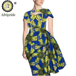 African Print Dresses for Women Short Sleeve Wrap Dashiki Outfits Ankara Attire Midi Party Wedding Evening S2025025