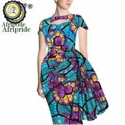 African Print Dresses for Women Short Sleeve Wrap Dashiki Outfits Ankara Attire Midi Party Wedding Evening S2025025