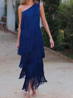 BKLD Solid Color 2026 Spring Summer New Fashion Tassel One Shoulder Sleeveless Asymmetric Dress Clothes For Women Evening Dress