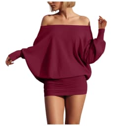 Fashion Off Shoulder Sheer Mini Dress Outfits For Women Hot Sexy Long Sleeve Ruched Party Dresses Bodycon Solid Color Robe Femme