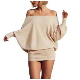 Fashion Off Shoulder Sheer Mini Dress Outfits For Women Hot Sexy Long Sleeve Ruched Party Dresses Bodycon Solid Color Robe Femme