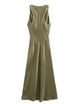 Satin Long Dresses for Women 2025 Summer Slip Midi Dress Woman Sexy Evening Party Dress Sleeveless Female Elegant Dresses